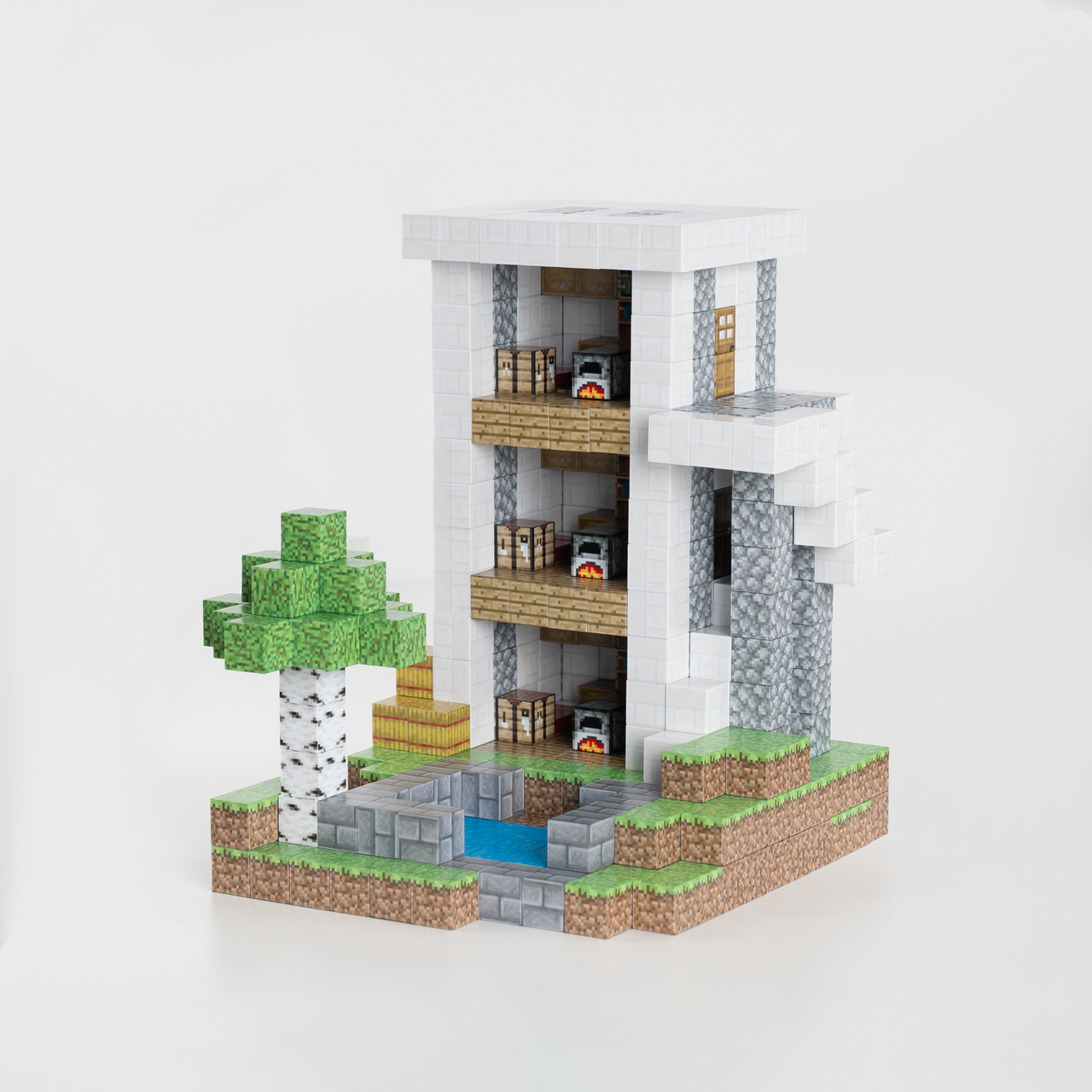 Magnetic Building Blocks - Wooden house (80pcs) +3 Random Figures