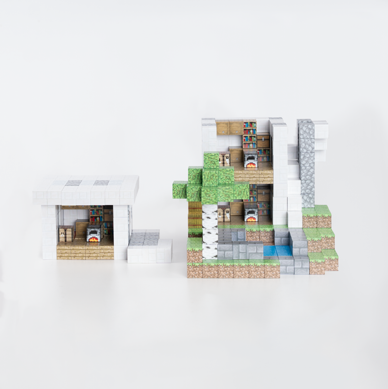 Magnetic Building Blocks - Wooden house (80pcs) +3 Random Figures