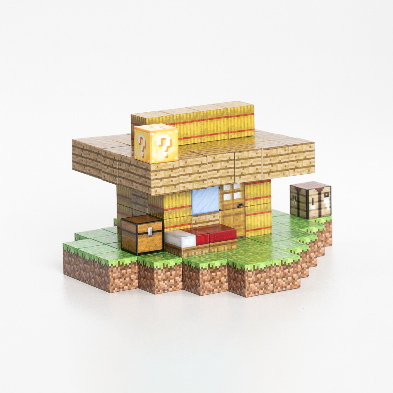 Magnetic Building Blocks - Wooden house (80pcs) +3 Random Figures