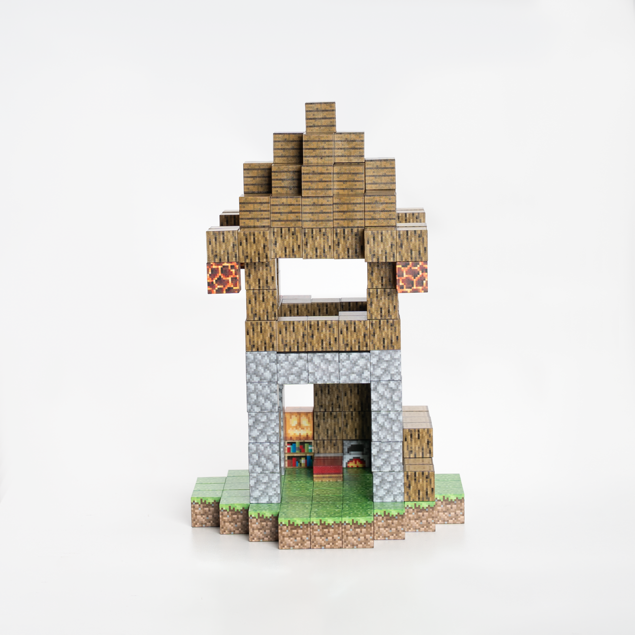 Magnetic Building Blocks - Wooden house (80pcs) +3 Random Figures